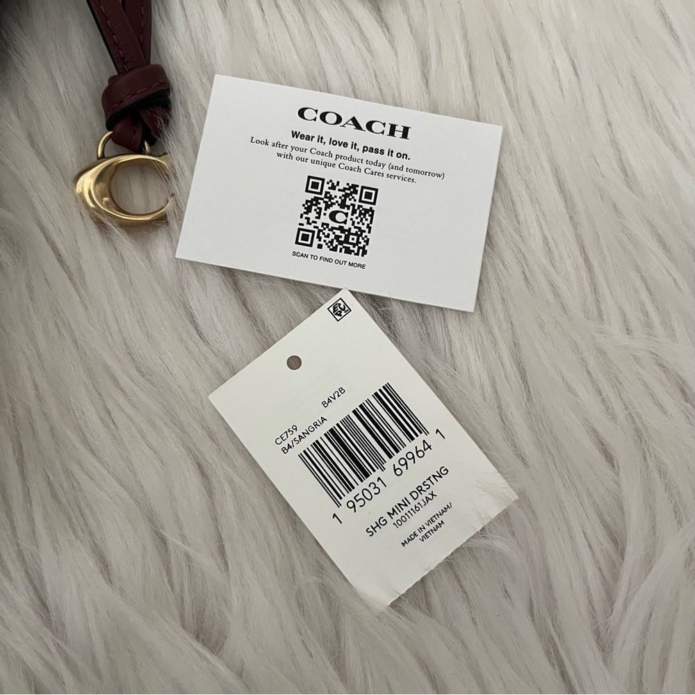 Coach Drawstring Shearling Pouch in Burgundy/Sangria - Picture 6 of 16